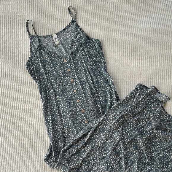 mahina Dresses & Skirts - Mahina Women’s Summer Dress Dark Sage and Cream Spots, Slit in Front